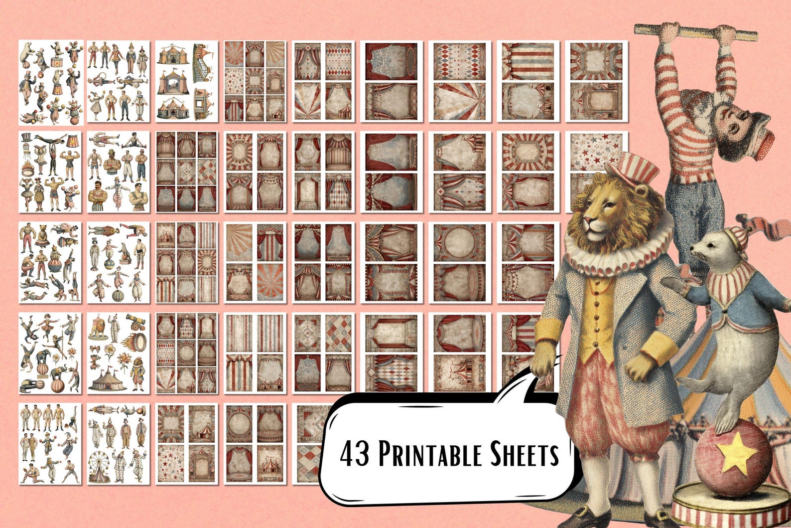 Golden Age Circus – Vintage Clipart & Carnival Paper Kit, Whimsical ...