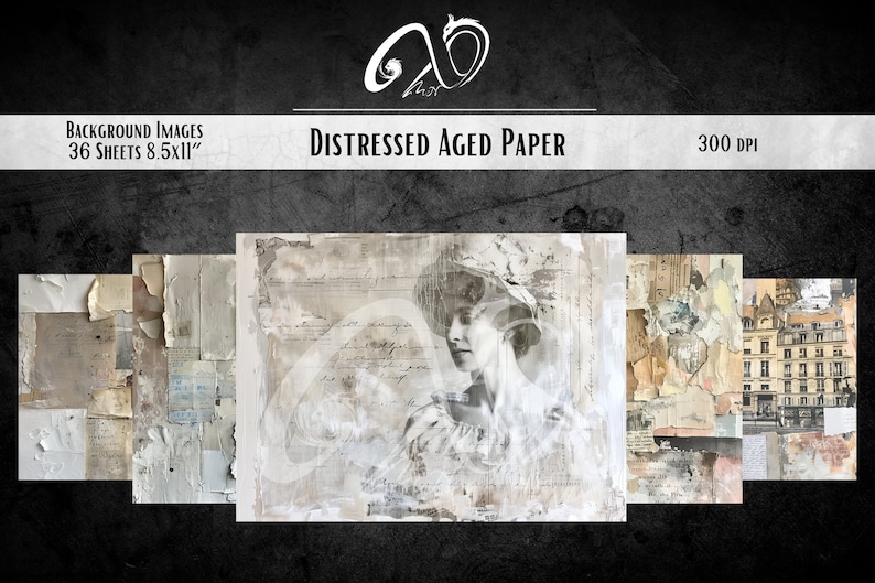 Distressed Aged Papier, Vintage Distressed Hintergründe Printable Journaling Scrapbooking Rustikale Digitale Antike Texturen Seiten Vintage Grunge Bild 8