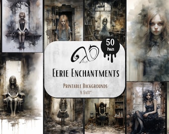 Creepy Printable Backgrounds, Gothic Horror, Halloween Papers (Digital Download)