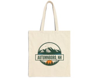 Autumnboro NH Canvas Tote Bag Vintage Mountain Logo