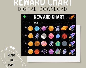 Reward Chart, Space Reward Chart, Toddler Reward Chart, Reward Chart Printable, Digital Download