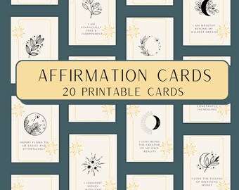 Affirmation Cards, Printable Positive Affirmation Quotes, Self Affirmations, Self Care Cards Download, Manifestation Cards, Self Love Cards