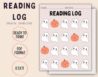Reading Log, Kids Reading Log, Reading Log Printable, Halloween Reading Log, Digital Download