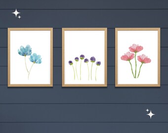 Flower Wall Art Printable Watercolor Wildflowers Nursery Wall Art Flower Prints Wildflower Nursery Art Printable Watercolor instant download