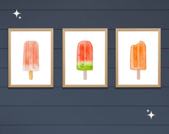 Popsicle Wall Art Kids Printable Art Nursery Room Decor Fun Playroom Wall Art Watercolor Style Prints for Nursery Kids Room Art Preschool