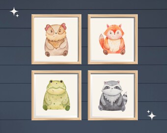 Woodland Nursery Wall Art Animal Art Baby Room Printable Fox Baby Room Instant Download Frog Nursery Art Baby Room Woodland Art Earth Tones