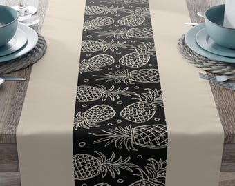 Pineapple Table Runner: Mid-Century Tiki Decor, Tropical Dining Linens