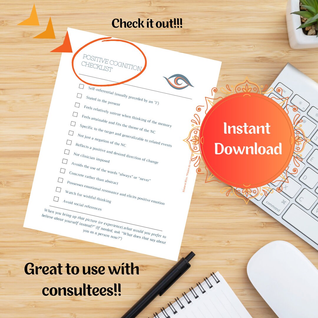 EMDR Positive Cognition Checklist - Etsy
