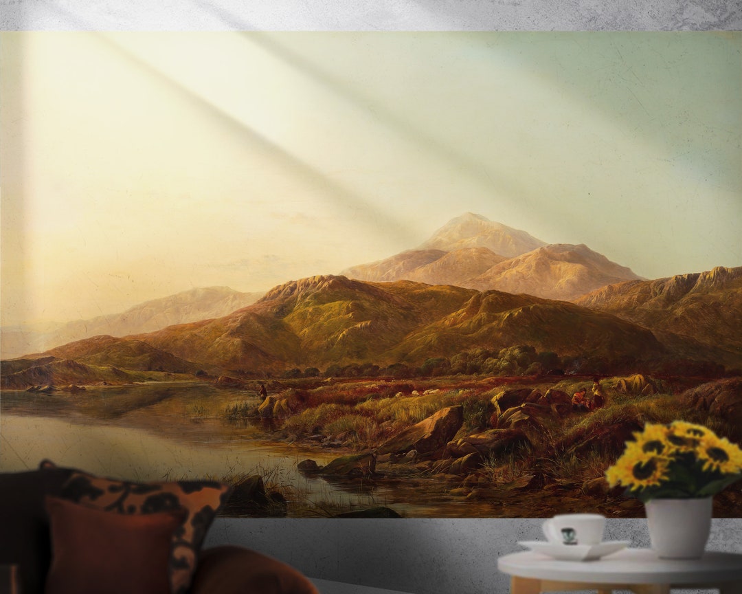 Mountain Lake Sunset Art Poster: Peel & Stick Canvas Print - Etsy