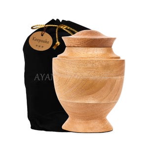 Handmade Wood Cremation Urn for Human Ashes - 5&quot; x 4&quot;