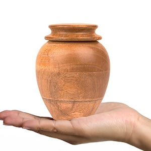 Handmade Wood Cremation Urn for Human Ashes - 5x4 Inches