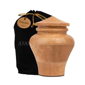 Handmade Wood Cremation Urn for Human Ashes - 5&quot; x 4&quot;