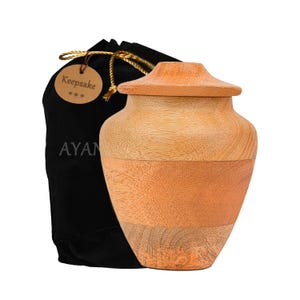 Handmade Wood Cremation Urn for Human Ashes - 5x4 Inches