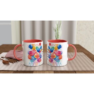 Congratulations Mug. Celebration Gift. Celebration Mug. Balloon Mug White 11oz Ceramic Mug with Color Inside