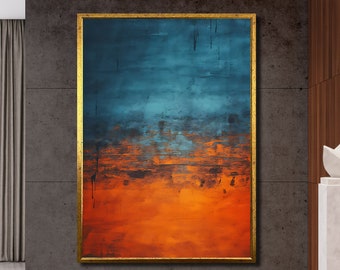 Mark Rothko Orange and Blue Canvas Painting, Abstract Wall Art, Contemporary Artwork, Blue Art Print, Wall Decor