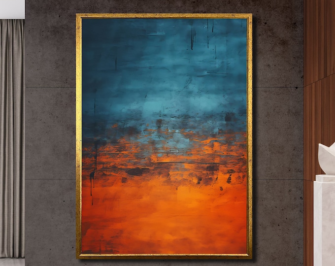 Mark Rothko Orange und Blau Leinwand Gemälde, abstrakte Kunst, zeitgenössische Kunst, blau Kunstdruck, Wand-Dekor
