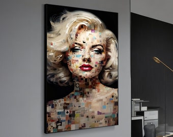 Pintura de arte pop de Marilyn Monroe, arte de pared de moda elegante, lienzo de decoración del hogar de lujo, regalo glamoroso