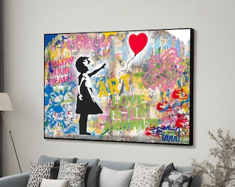 Banksy Street Art Canvas Print, Girl with Balloon Wall Decor, Pop Art