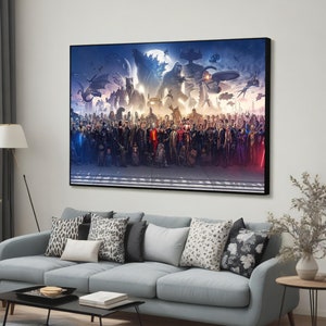 Blockbuster Fine Art Panorama Leinwand Wandkunst, 150 Film Blockbuster Charaktere Poster, Film Wandkunst, Film Fan Geschenk, Eye Catcher Dekor