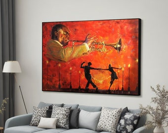 Jazz Wall Art, Jazz Music Painting, Abstract Canvas Print, Music Lover Gift, Saxophone Art