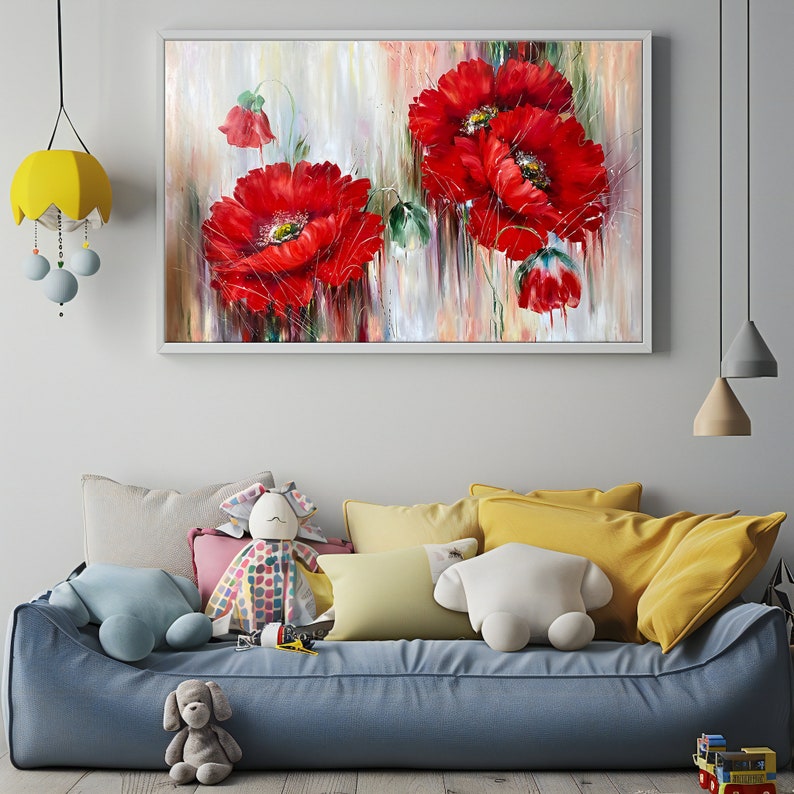 Red Poppies Canvas Painting - Elegant Floral Wall Decor for Living Room ...