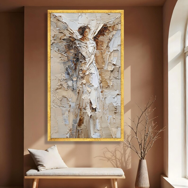 Abstract Angelic Figure Canvas Wall Art, Neutral Tones, Modern ...