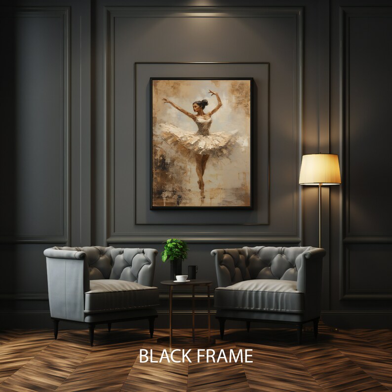 Golden Ballerina Canvas Print, Modern Dance Wall Decor, Elegant Art ...