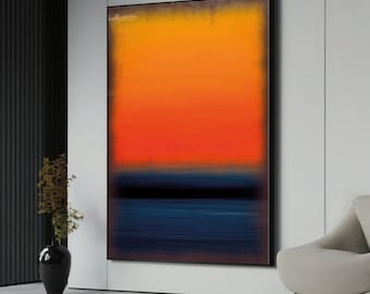 Mark Rothko Blau Orange Leinwand Gemälde Abstrakte Wandkunst gerahmt, Minimalismus Kunst, Rothko Malerei