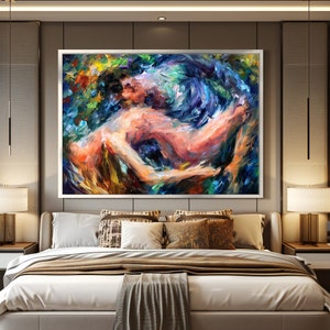 Sea of Emotion Leinwand Gemälde Sinnliche nackte Paar Gemälde, romantische Wandkunst für Valentinstag Geschenk, Schlafzimmer Dekor, Liebhaber Kunst Bild 4