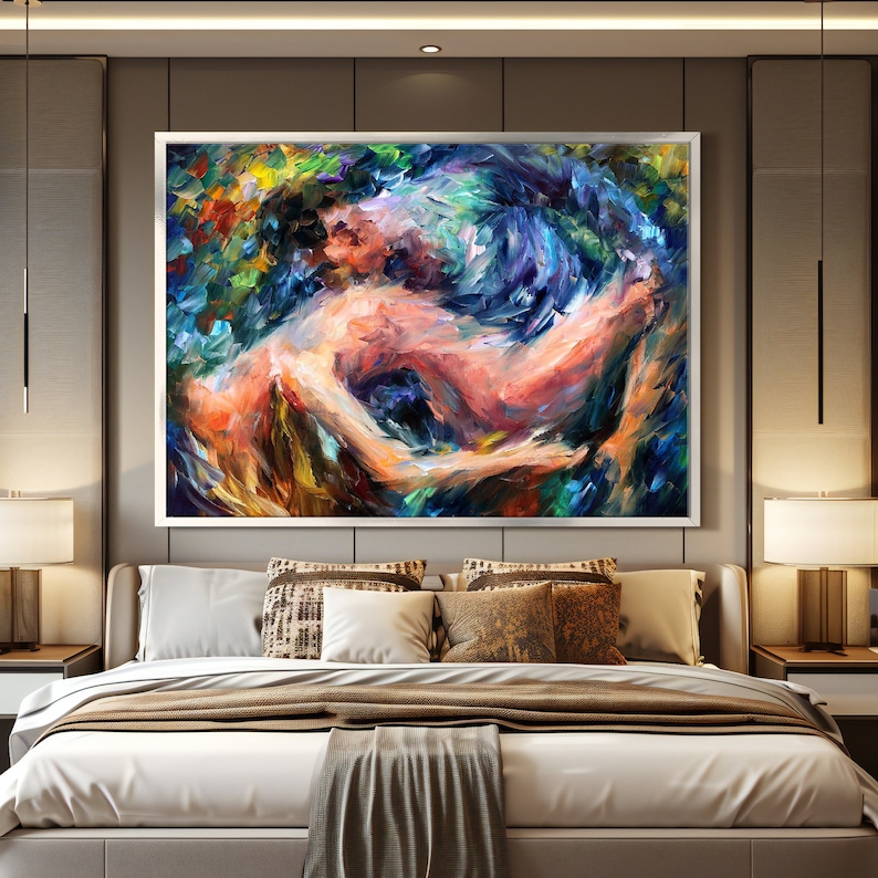 Sea of Emotion Leinwand Gemälde Sinnliche nackte Paar Gemälde, romantische Wandkunst für Valentinstag Geschenk, Schlafzimmer Dekor, Liebhaber Kunst Bild 4