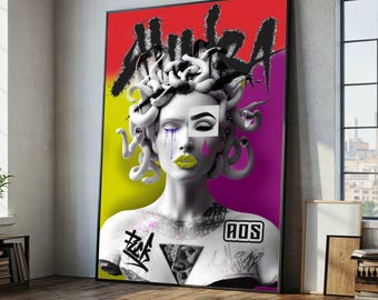 Mesmerizing Medusa Pop Art Painting Portrait in Vivid Colors