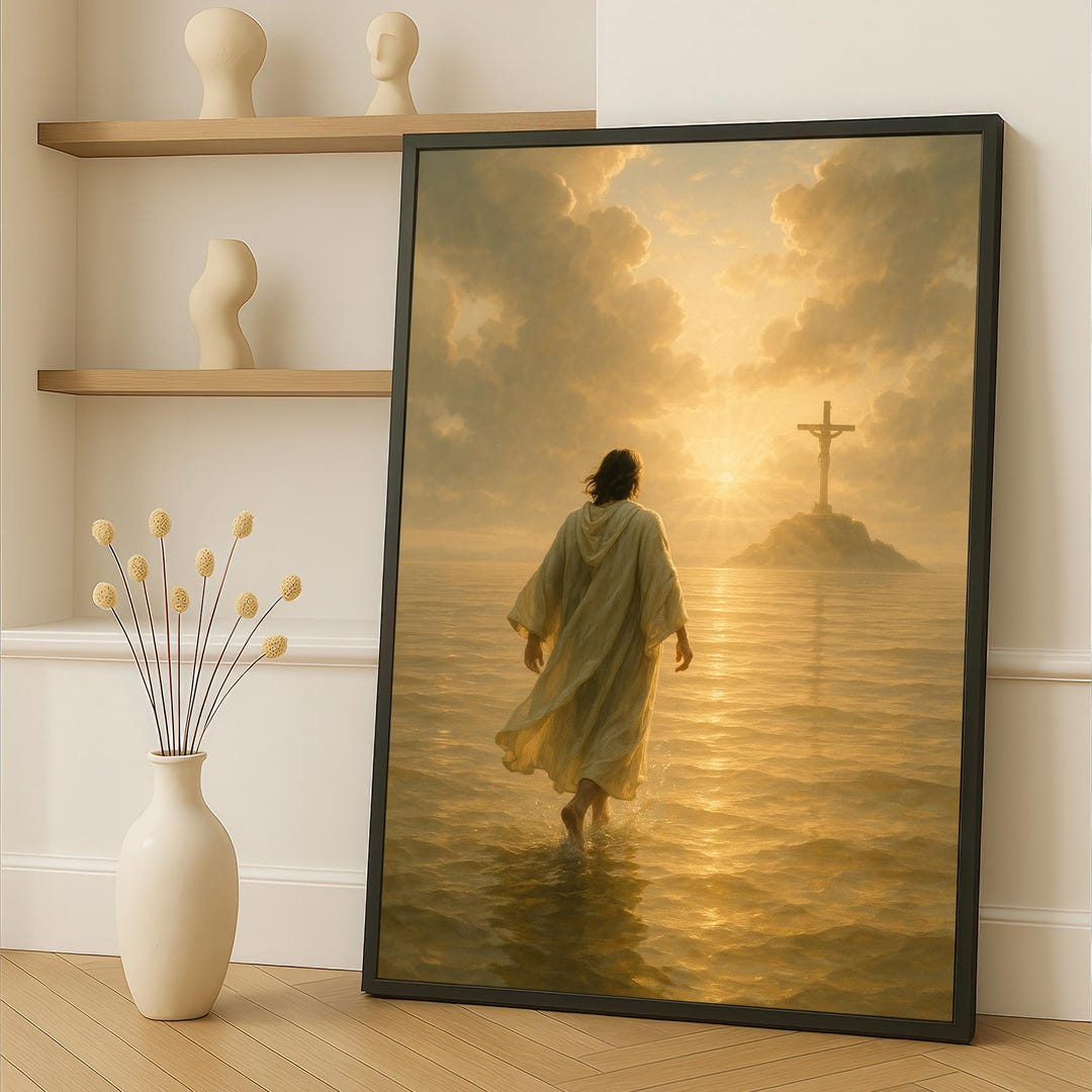 Jesus Walking on Water Canvas Painting - Christian Religious Wall Art ...
