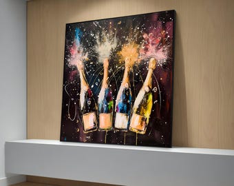 Champagner Feier Leinwanddruck - Festliche Bar Wandkunst