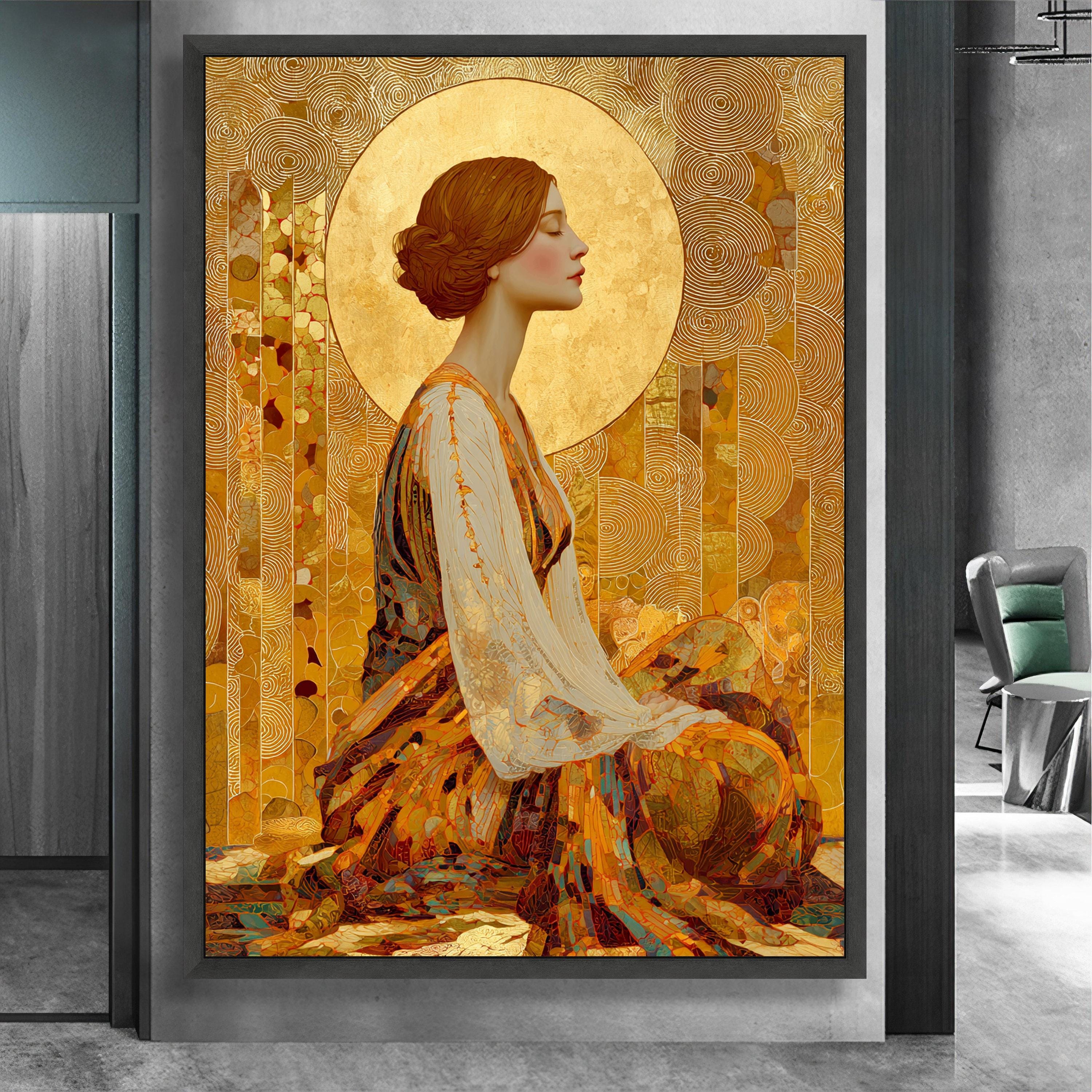 Gustav Klimt Golden Halo Woman Portrait Canvas, Art Nouveau Wall Art ...