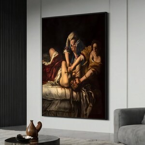 Artemisia Gentileschi Canvas Painting - Judith Slaying Holofernes, Vintage Artwork for Home Decor, Art Lover Gift