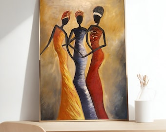 Abstract African Wall Décor, Masai Canvas Print, Colorful Triptych Large Canvas, African Wall Art, Ready to Hang