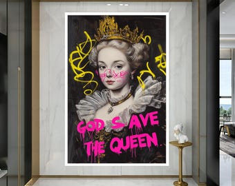 Modern Graffiti Art Baroque Princess Portrait - 'god Save the