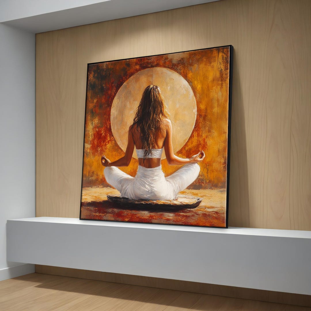 Zen Yoga Canvas Painting, Spiritual Meditation Artwork, Large Boho Wall ...