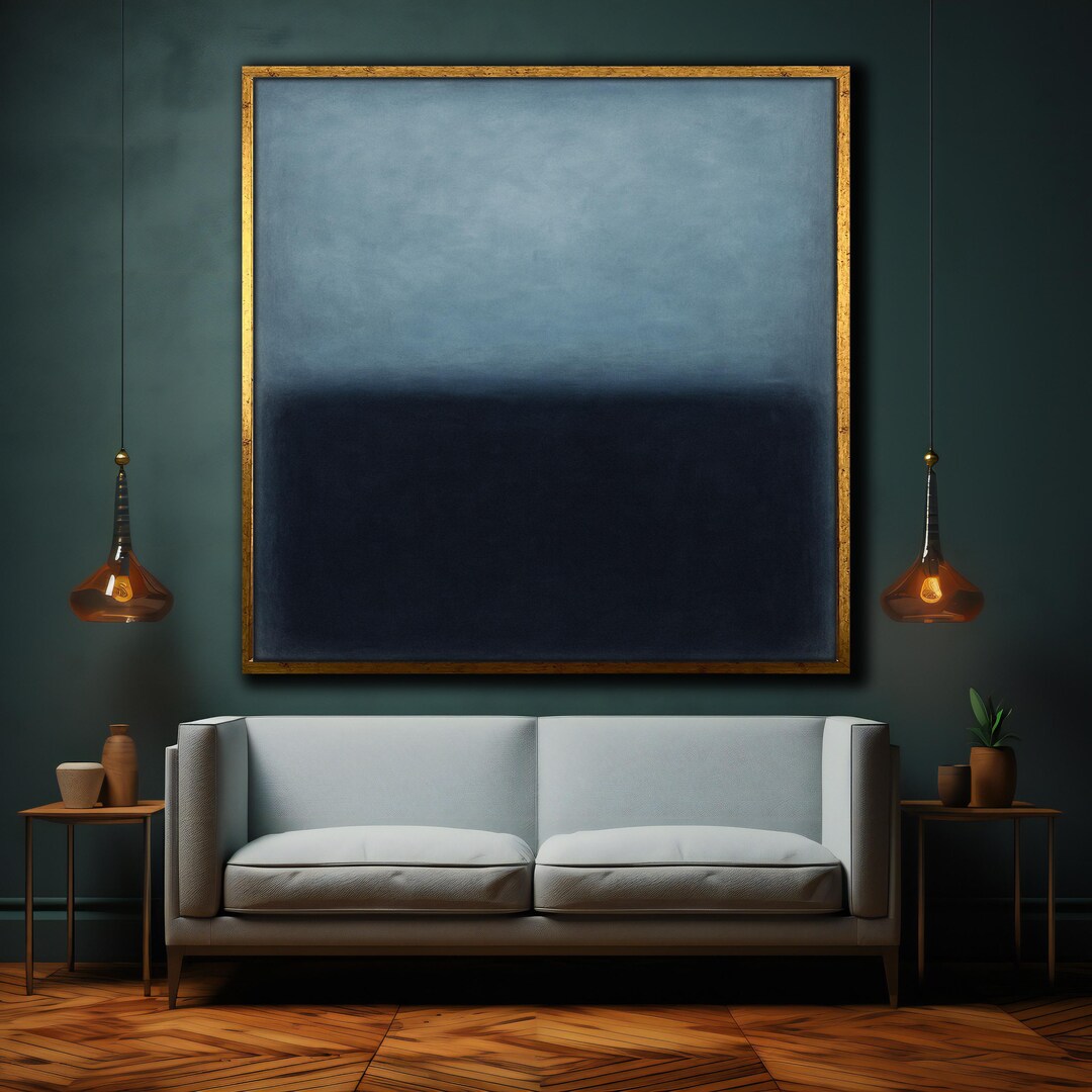 Mark Rothko Calm Mark Rothko Ice Blue and Midnight Canvas Painting – Minimalist Abstract ...