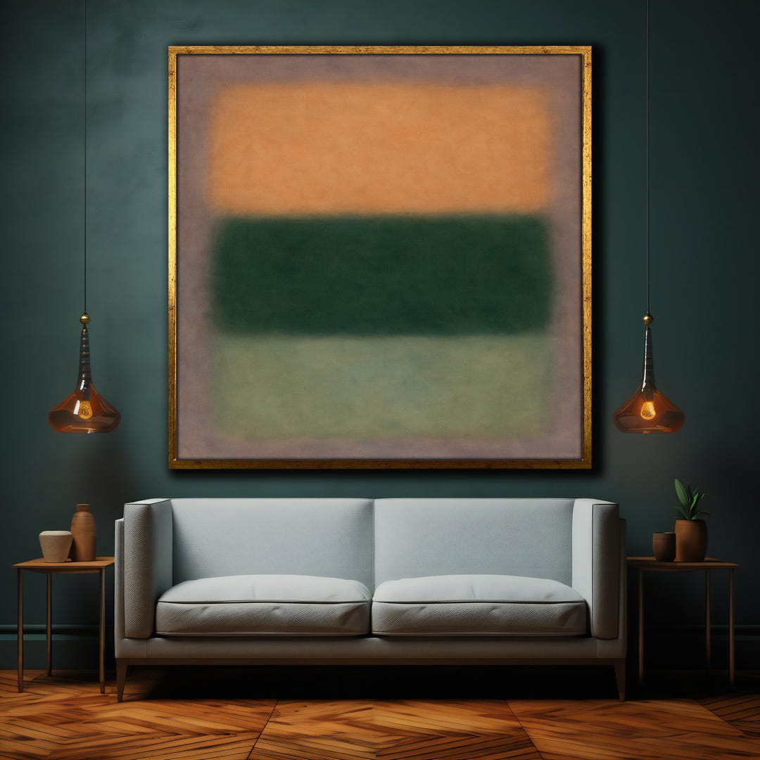 Mark Rothko Pastel Peach and Moss Green Canvas – Serene Abstract ...