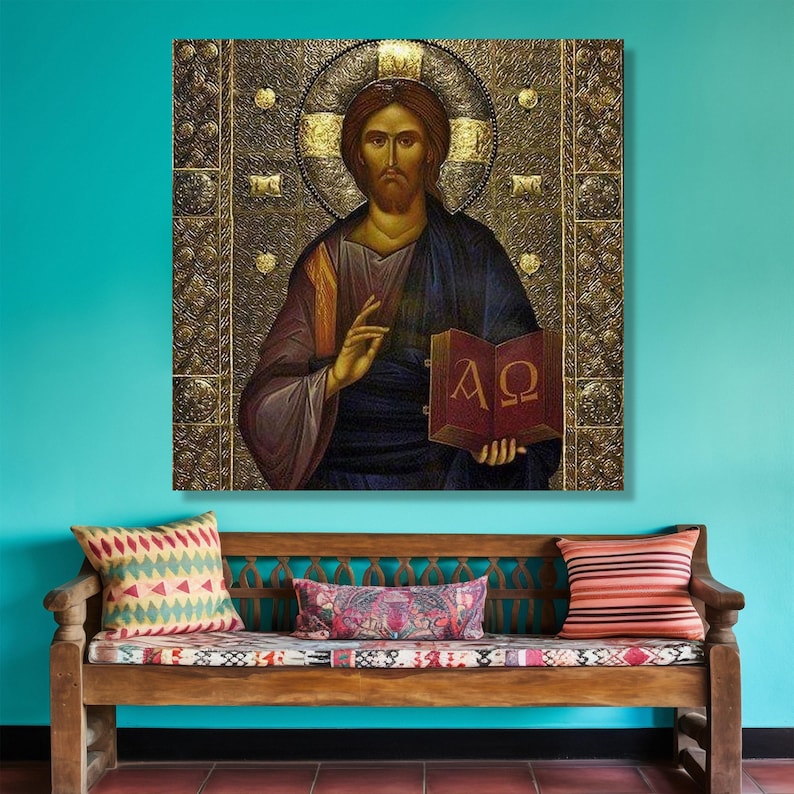Jesus Christ Icon Canvas Wall Art, Religious Christian Canvas ...