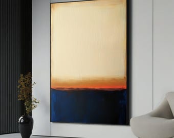 Mark Rothko Leinwand Gemälde Nr. 54 - Beige, Orange, und Blaue abstrakte Wandkunst, modernes minimalistisches Dekor Geschenk