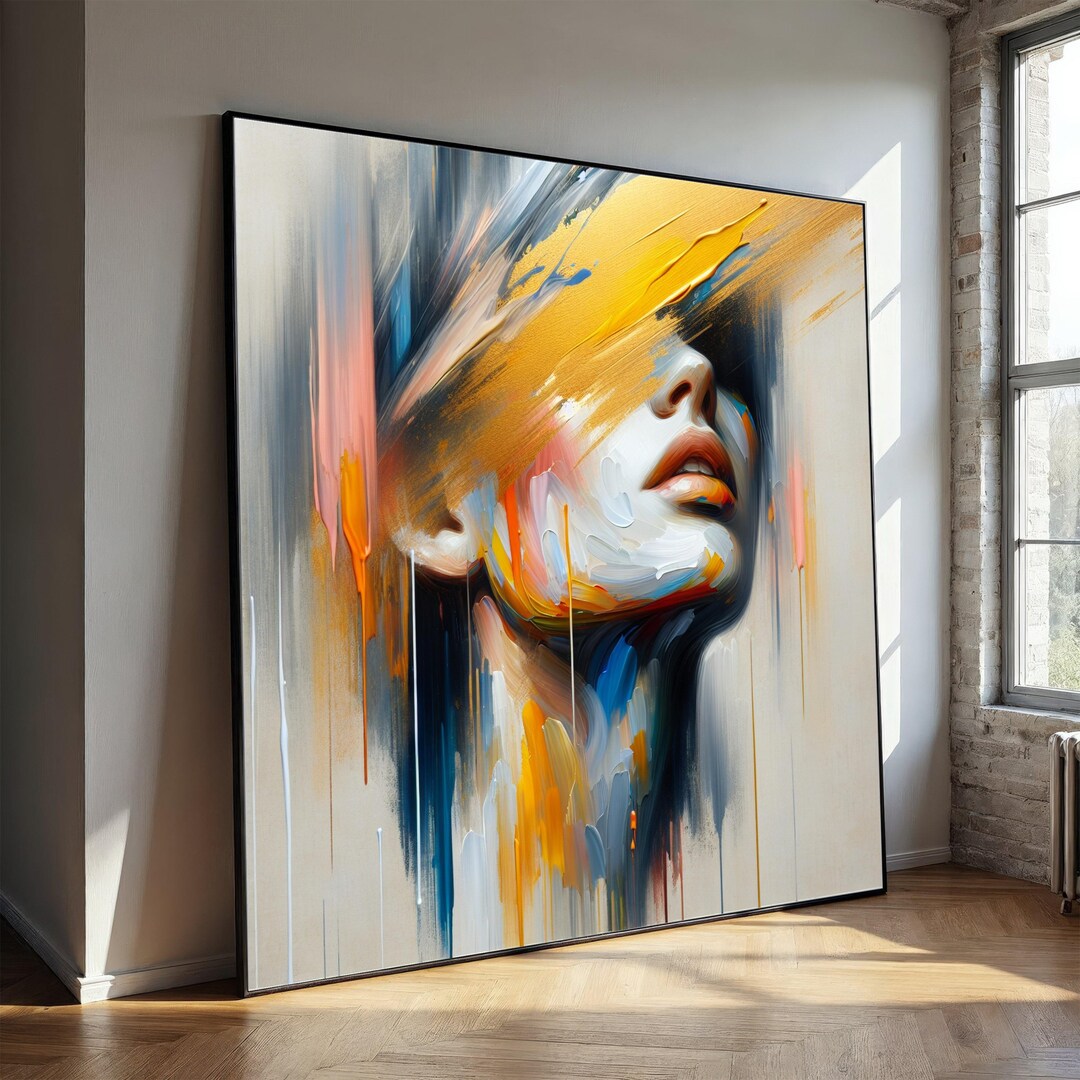Abstract Female Portrait Canvas Wall Art, Modern Expressionist Painting ...