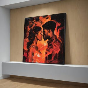 Feuriges leidenschaftliches Paar Leinwand Gemälde - Romantische Wandkunst für Schlafzimmer - Einzigartiges Liebesgeschenk für die Wohnkultur