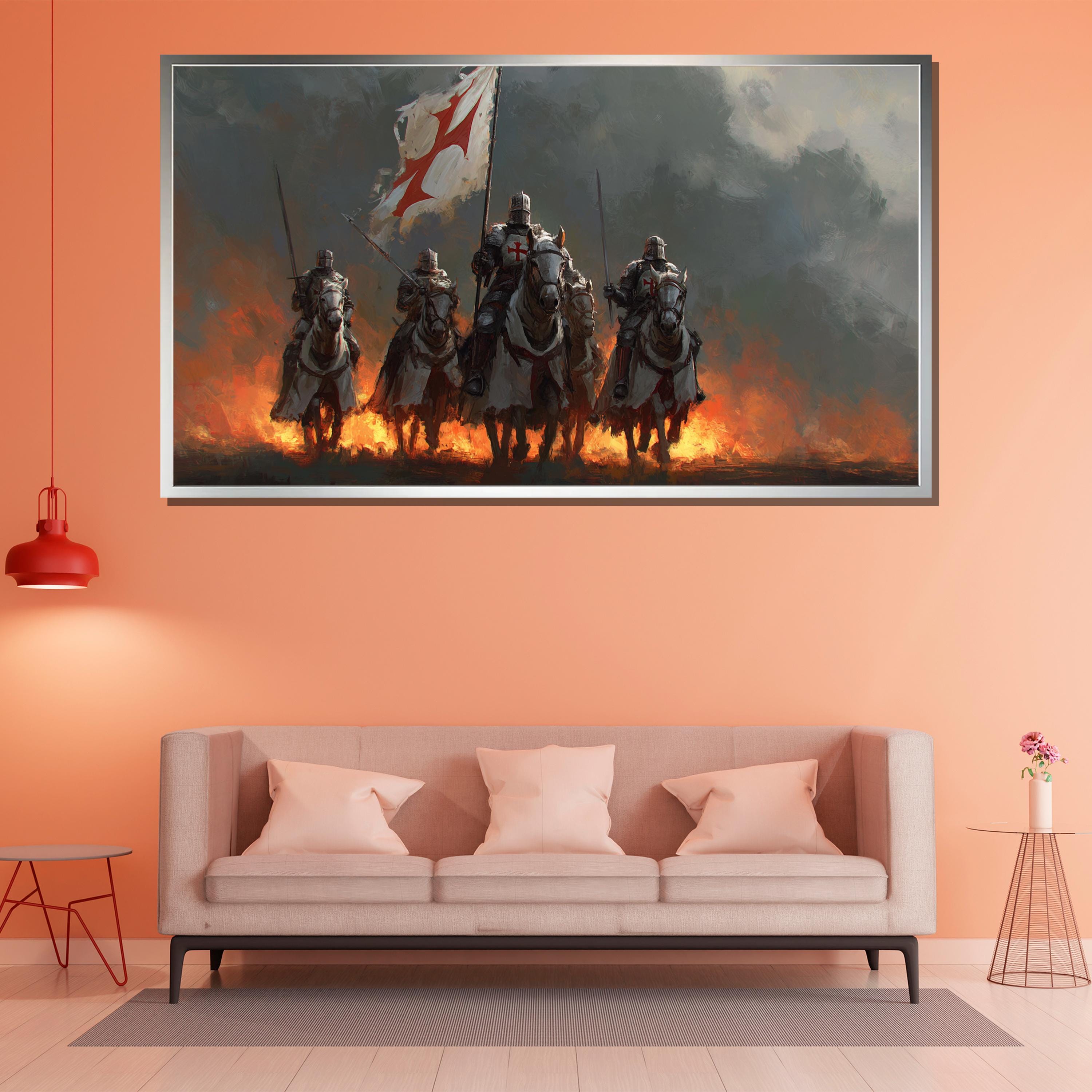 Knight Charge Canvas Painting – Epic Medieval Wall Art, Ready to Hang ...