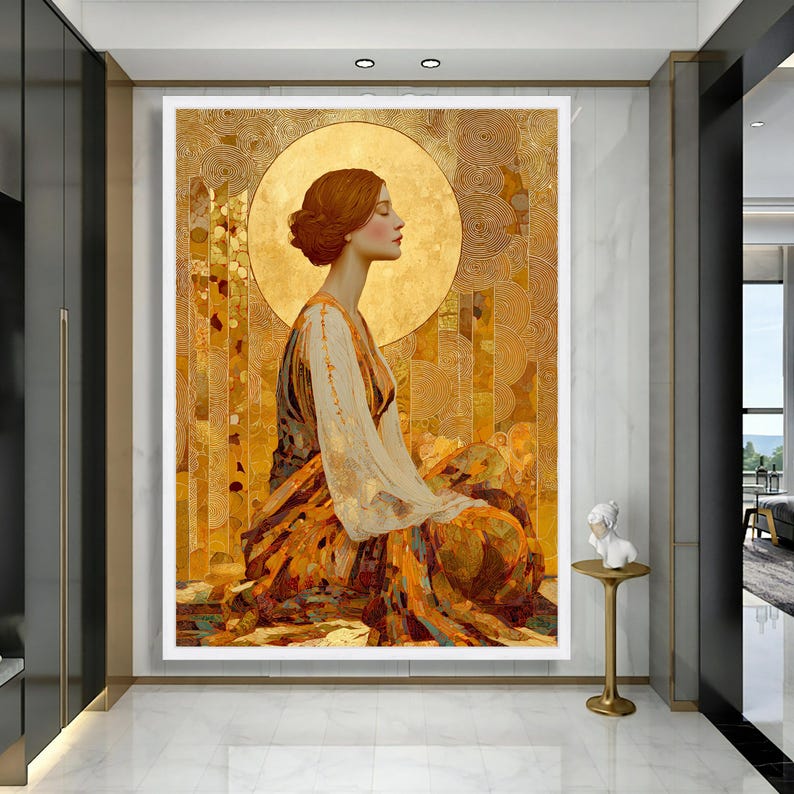 Gustav Klimt Golden Halo Woman Portrait Canvas, Art Nouveau Wall Art ...
