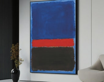 Mark Rothko Blue Orange Abstract Canvas Painting, Minimalism Wall
