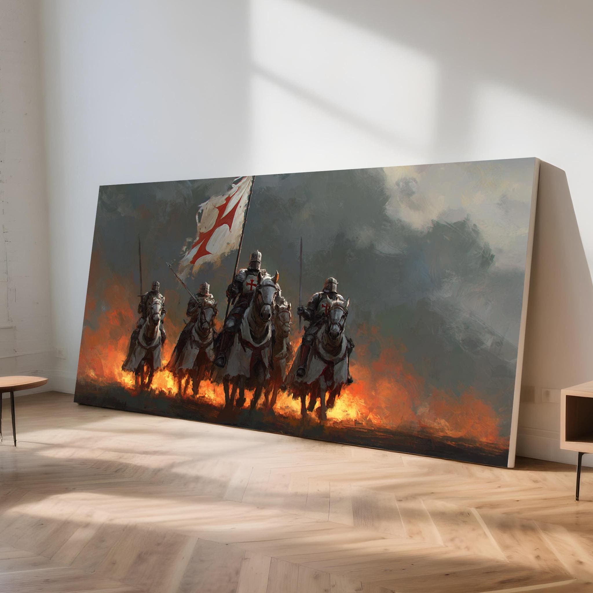 Knight Charge Canvas Painting – Epic Medieval Wall Art, Ready to Hang ...
