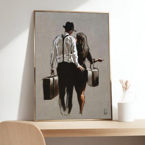 Vintage Leinwanddruck, Romantische Umarmende Paare, Liebhaber Kunstwerk, Geschenk Paar, Wanddekor