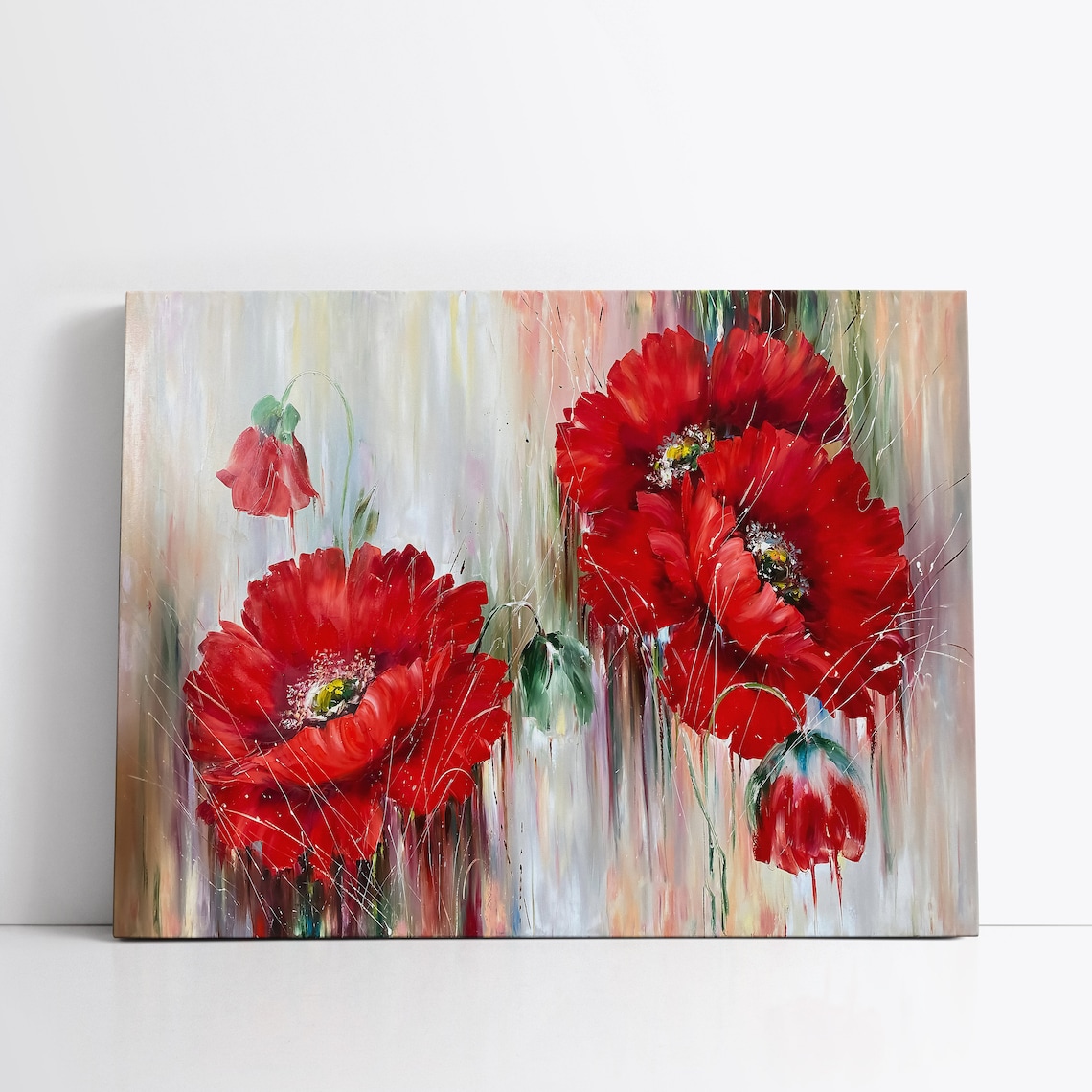 Red Poppies Canvas Painting - Elegant Floral Wall Decor for Living Room ...
